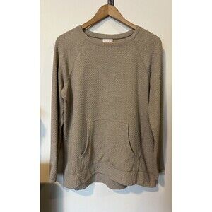 J Jill Camel Color Textured Kangaroo Pocket Sweater Size Medium